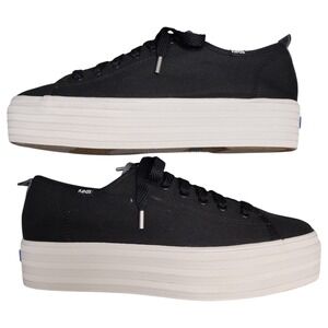 Keds Platform Sneakers Women's US Size 10 Black White Dream Foam Lace Up WF61618